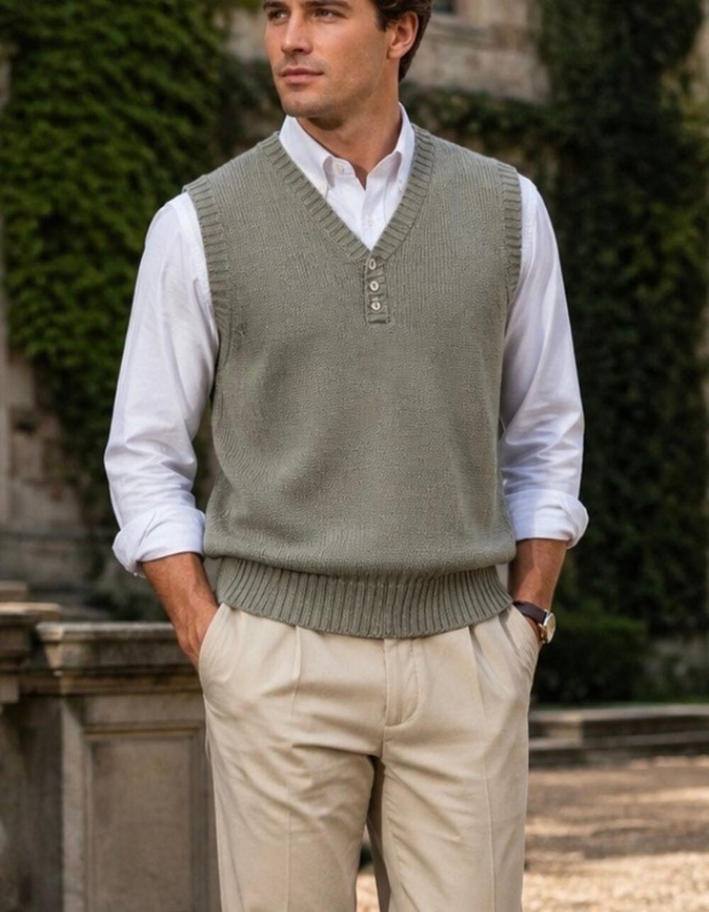 Vintage Barrier Reef Knit Sweater Vest 90s Preppy Grandpa Core academia gray M